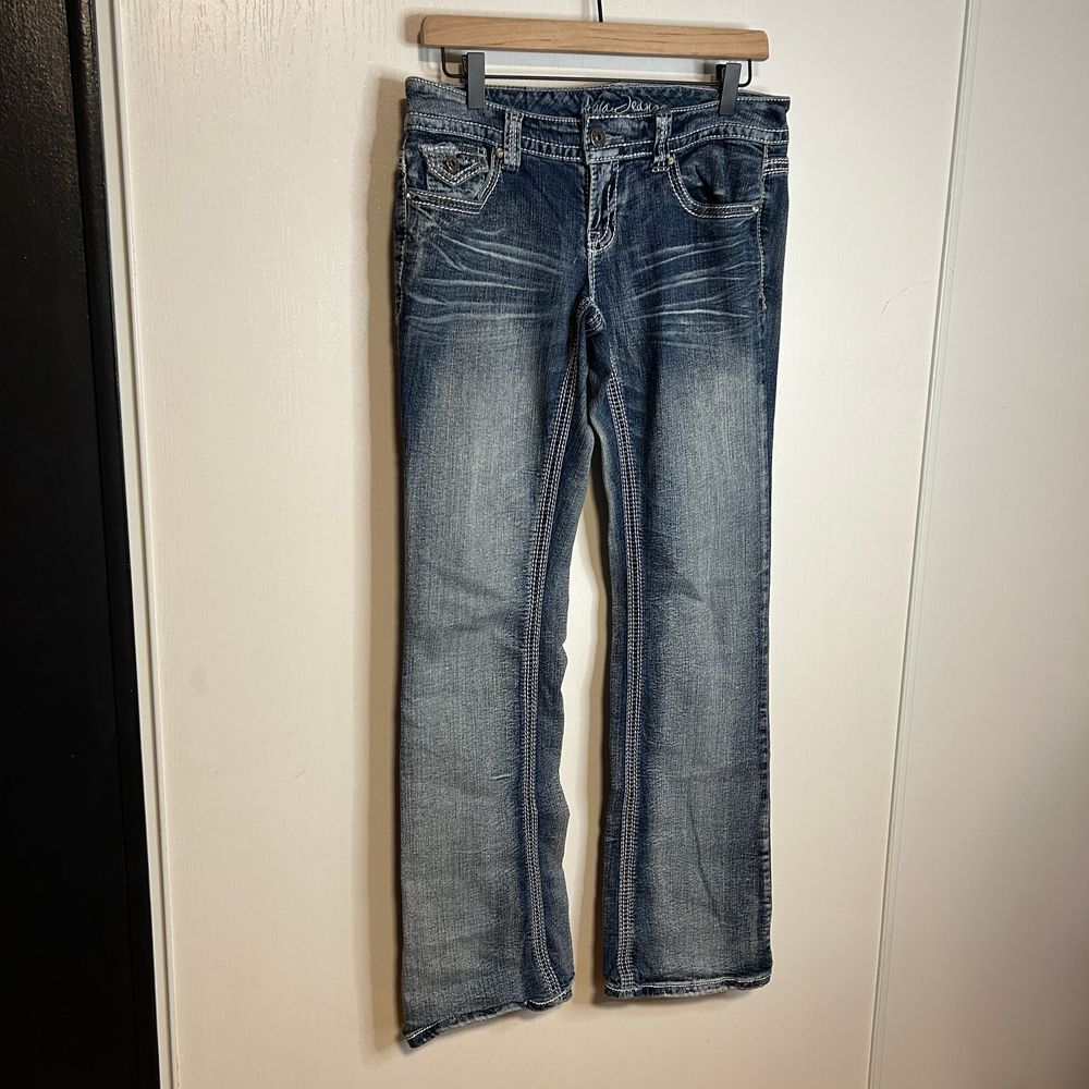 Ariya Jeans Blue Denim Women Size 7/8 Regular Solid Low Rise Bootcut Jeans- B27